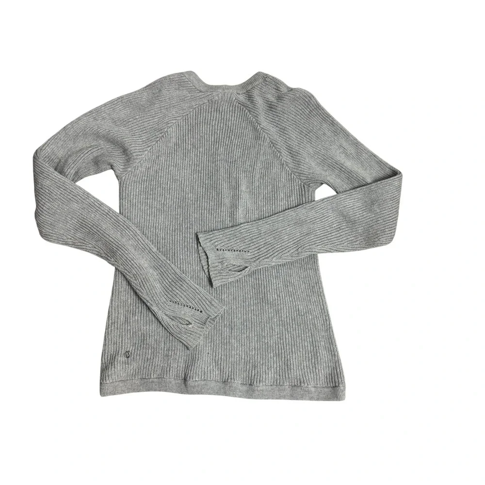 Lululemon Cotton Knit‎ Sweater Pullover Thumb Holes Pockets Gray Size 8